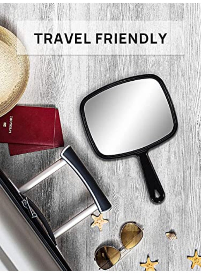 CLENEA Hand Held Makeup Mirror, Hand Mirror, Portable Makeup Mirror, Non Slip Handle, Durable, Not Fragile, Easy to Carry, Suitable for Travel, Home, Salon, Etc, 3 Pieces, Black, Red, Blue, 3 Colors - Image 5